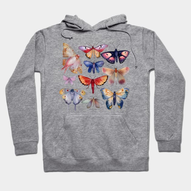 Watercolor Spirit Butterflies Entomology Hoodie by Young Inexperienced 